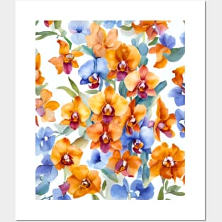 Watercolor Orchid Pattern Posters and Art